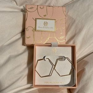 House of Harlow 1960 Gold Geometric Hoop Earrings Sterling Silver Posts